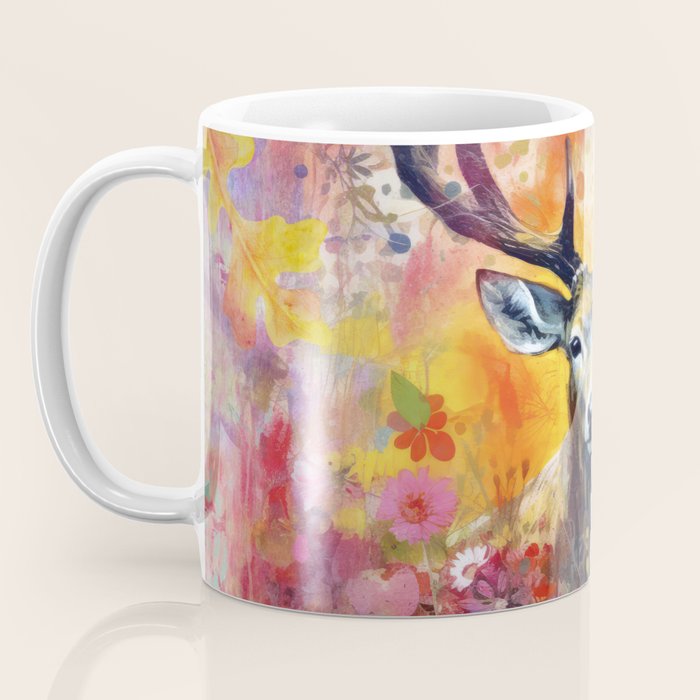 Colorful Wild Deer Indian Summer  Woodland Flora And Wildlife Coffee Mug Gallery Image 3