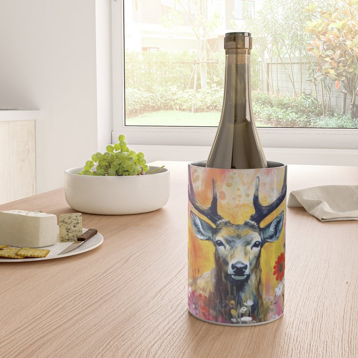 Colorful Wild Deer Indian Summer  Woodland Flora And Wildlife Wine Chiller Gallery Image 4