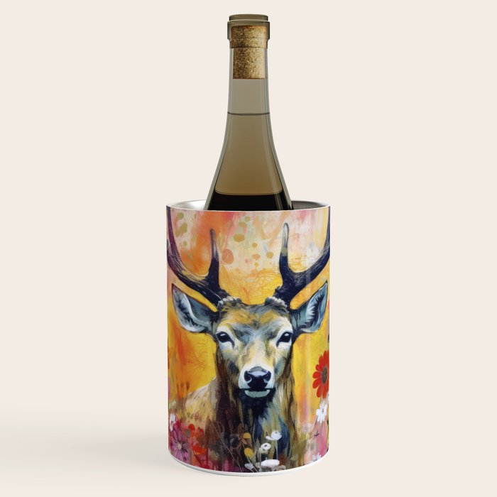 Colorful Wild Deer Indian Summer  Woodland Flora And Wildlife Wine Chiller Gallery Image 1
