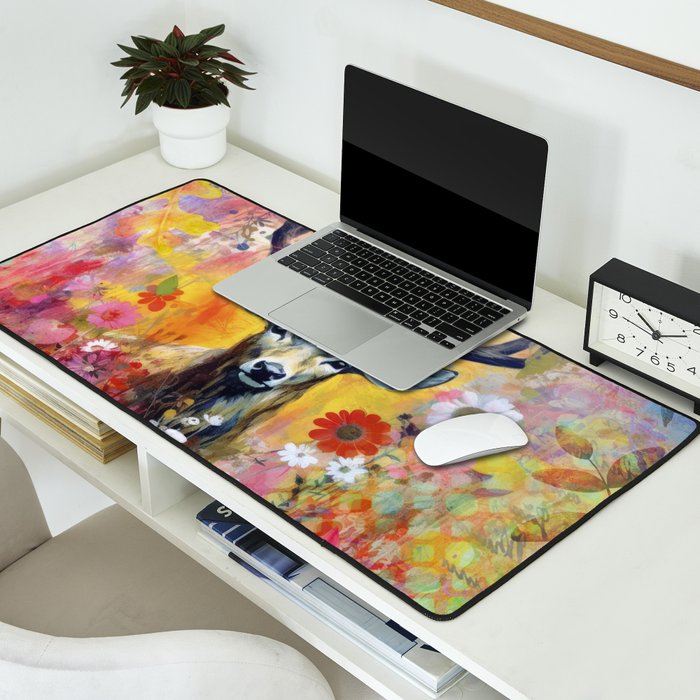 Colorful Wild Deer Indian Summer  Woodland Flora And Wildlife Desk Mat Gallery Image 2