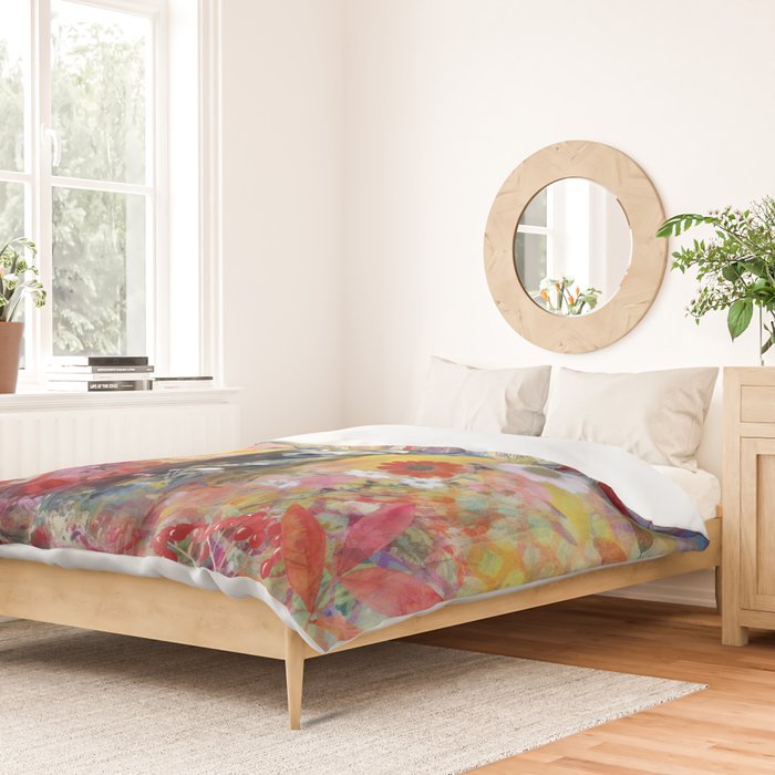 Colorful Wild Deer Indian Summer  Woodland Flora And Wildlife Duvet Cover Gallery Image 2