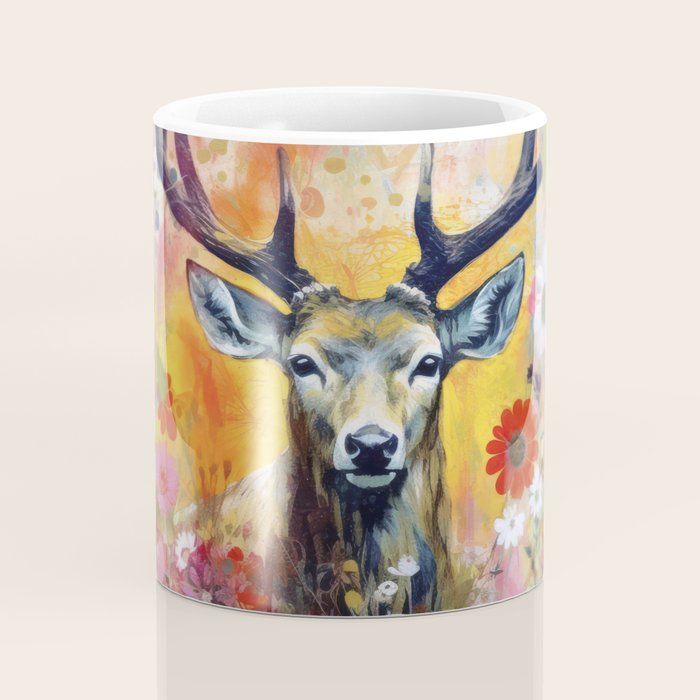 Colorful Wild Deer Indian Summer  Woodland Flora And Wildlife Coffee Mug Gallery Image 4