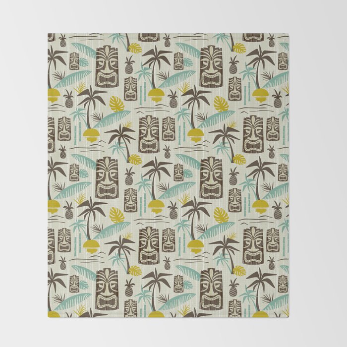 Island Tiki - Tan Throw Blanket Gallery Image 2