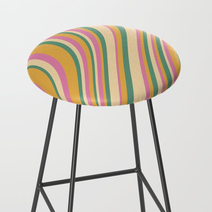 Wavy Stripes XIX - Boho Vintage Stool Gallery Image 2