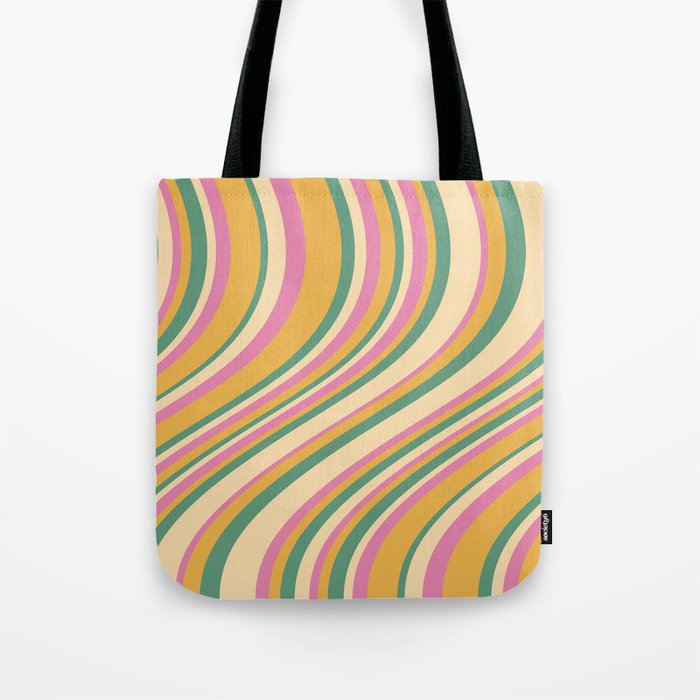 Wavy Stripes XIX - Boho Vintage Tote Bag Gallery Image 1