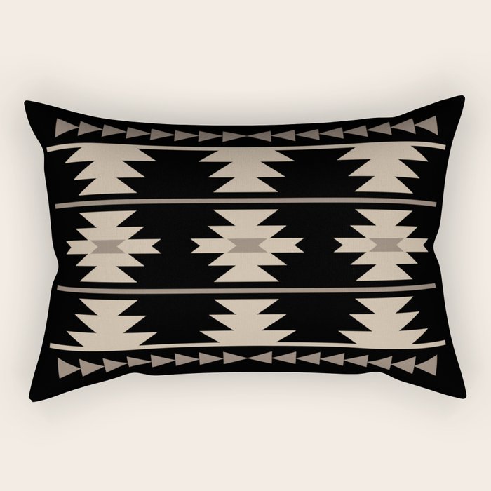 Southwestern Pattern 132 Black and Beige Rectangular Pillow Gallery Image 2