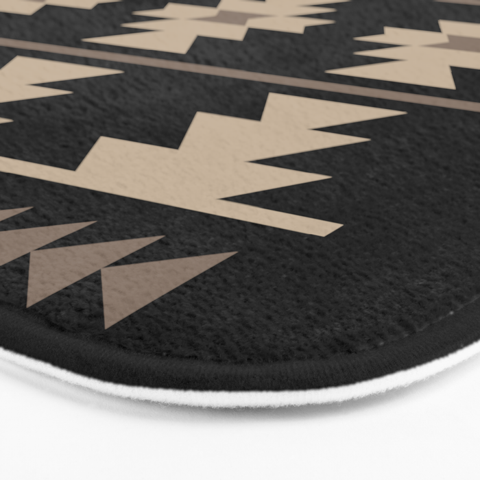 Southwestern Pattern 132 Black and Beige Bath Mat Gallery Image 3