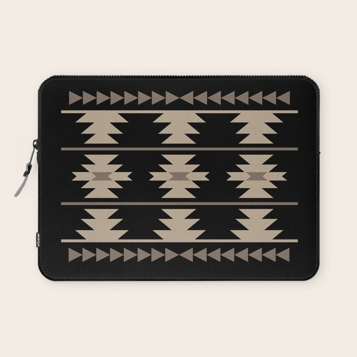 Southwestern Pattern 132 Black and Beige Laptop Sleeve Gallery Image 1