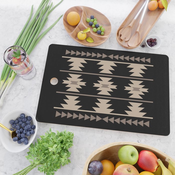 Southwestern Pattern 132 Black and Beige Cutting Board Gallery Image 2