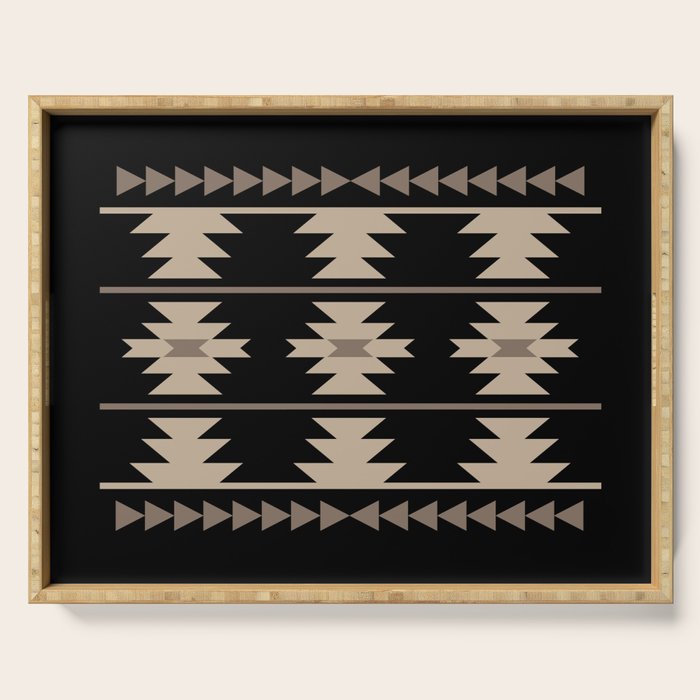 Southwestern Pattern 132 Black and Beige Serving Tray Gallery Image 1