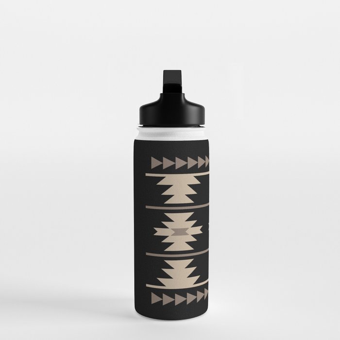 Southwestern Pattern 132 Black and Beige Water Bottle Gallery Image 3