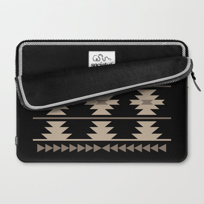 Southwestern Pattern 132 Black and Beige Laptop Sleeve Gallery Image 2