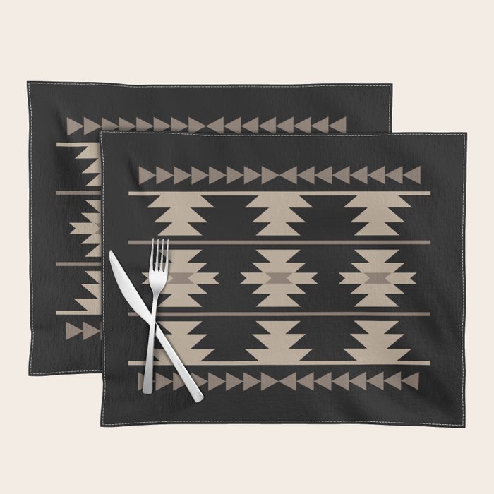 Southwestern Pattern 132 Black and Beige Placemat Gallery Image 1