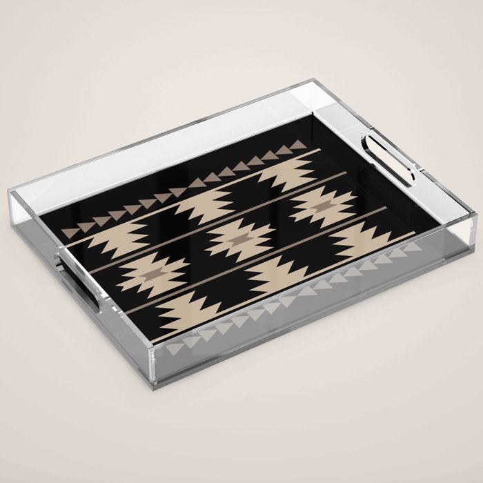 Southwestern Pattern 132 Black and Beige Acrylic Tray Gallery Image 1