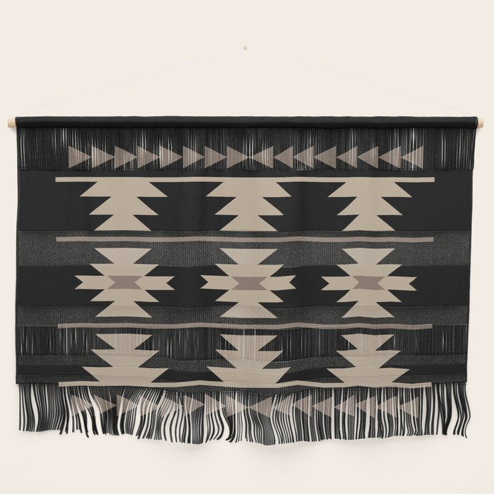 Southwestern Pattern 132 Black and Beige Wall Hanging Gallery Image 1