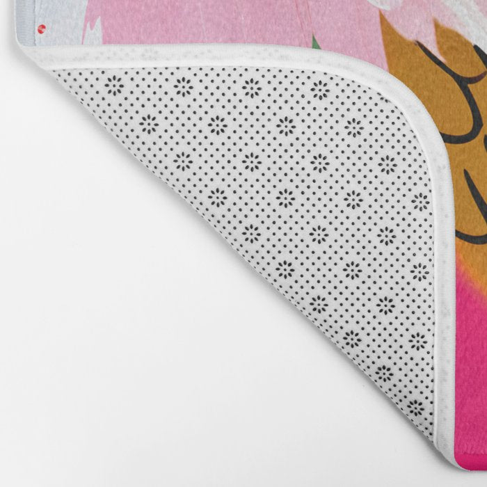 Rooster, Eclectic Maximalist Bohemian Painting, Farm Animals Chicken Poultry Pets, Charm Attitude Gift Colorful Pastel, Contemporary Modern Boho Illustration Bath Mat Gallery Image 2