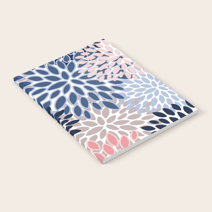 Floral Blooms, Pink, Blue, Gray Notebook Gallery Image 2