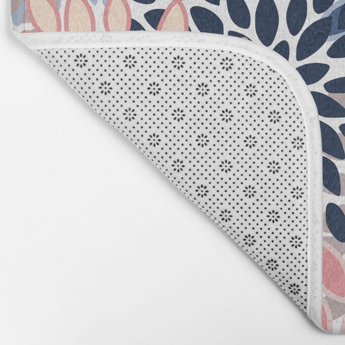 Floral Blooms, Pink, Blue, Gray Bath Mat Gallery Image 2