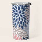 Floral Blooms, Pink, Blue, Gray Travel Mug Gallery Image 2
