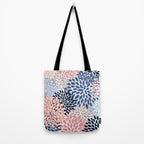 Floral Blooms, Pink, Blue, Gray Tote Bag Gallery Image 2