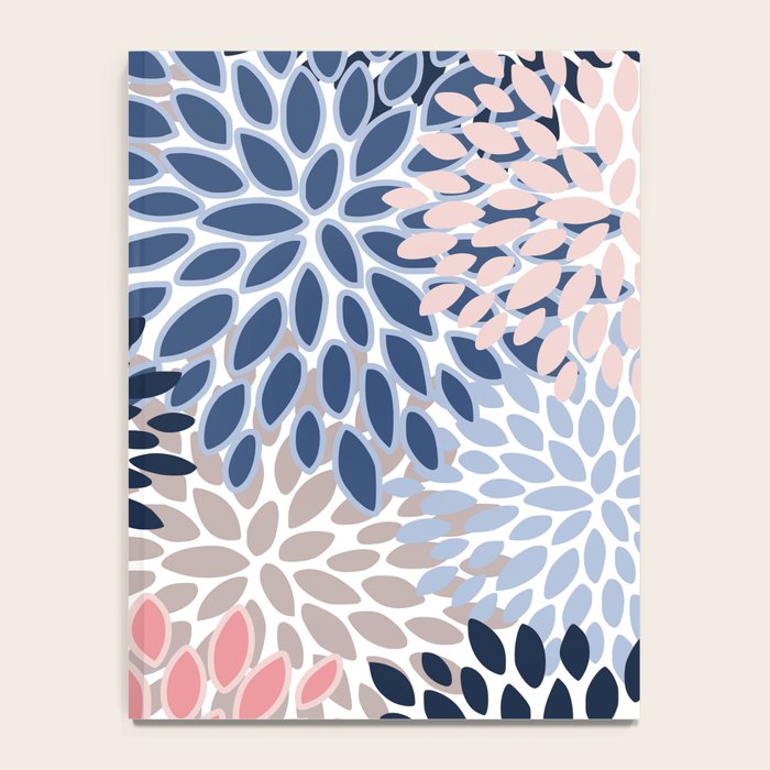 Floral Blooms, Pink, Blue, Gray Notebook Gallery Image 4