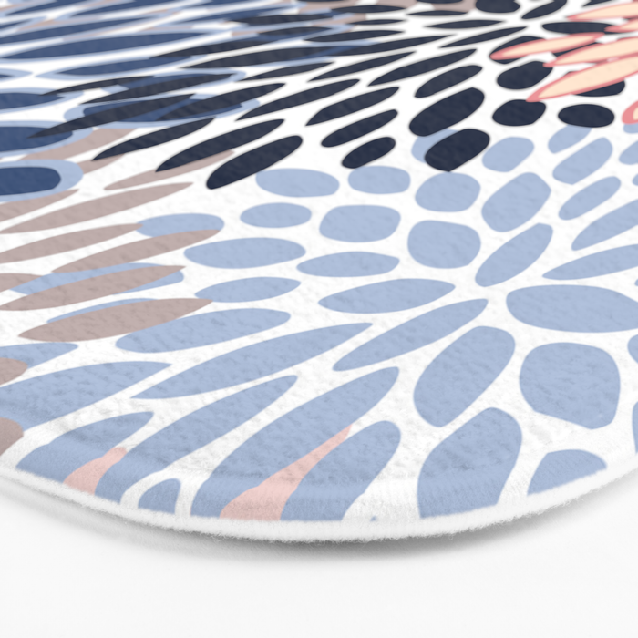 Floral Blooms, Pink, Blue, Gray Bath Mat Gallery Image 3