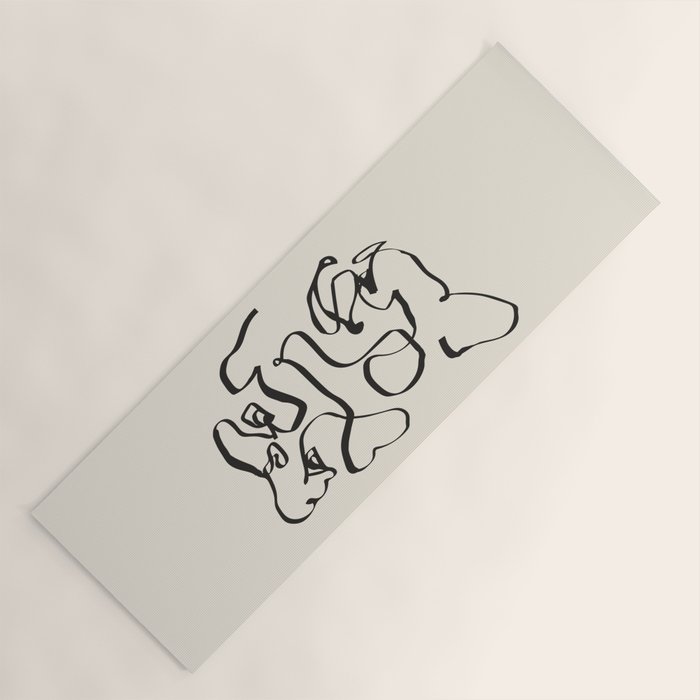 Abstract line frenchie Yoga Mat Gallery Image 1