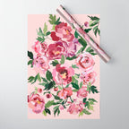 Romantic peony pastel pink background Wrapping Paper Gallery Image 1
