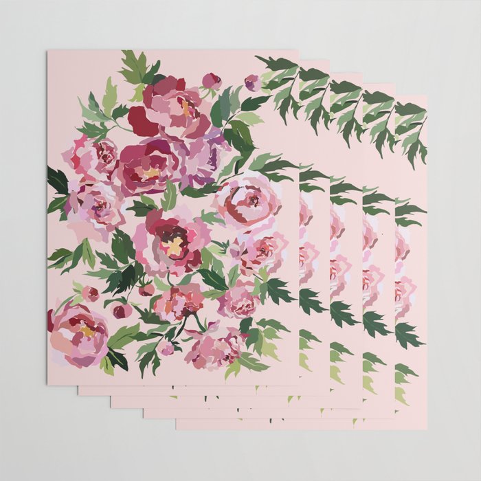 Romantic peony pastel pink background Wrapping Paper Gallery Image 3