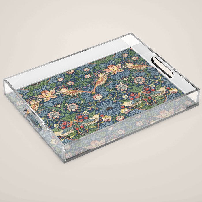 Strawberry Thief - Vintage William Morris Bird Pattern Acrylic Tray Gallery Image 1