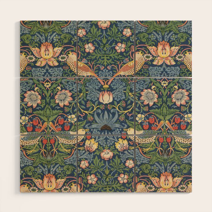 Strawberry Thief - Vintage William Morris Bird Pattern Wood Wall Art Gallery Image 1