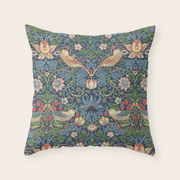 Strawberry Thief - Vintage William Morris Bird Pattern Throw Pillow Gallery Image 1