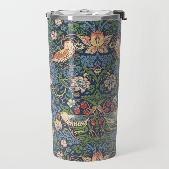 Strawberry Thief - Vintage William Morris Bird Pattern Travel Mug Gallery Image 2