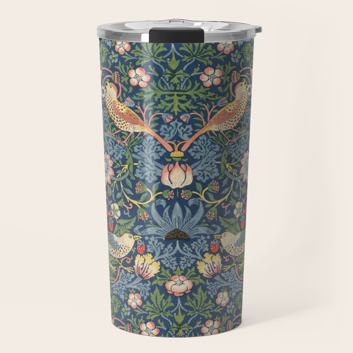 Strawberry Thief - Vintage William Morris Bird Pattern Travel Mug Gallery Image 1