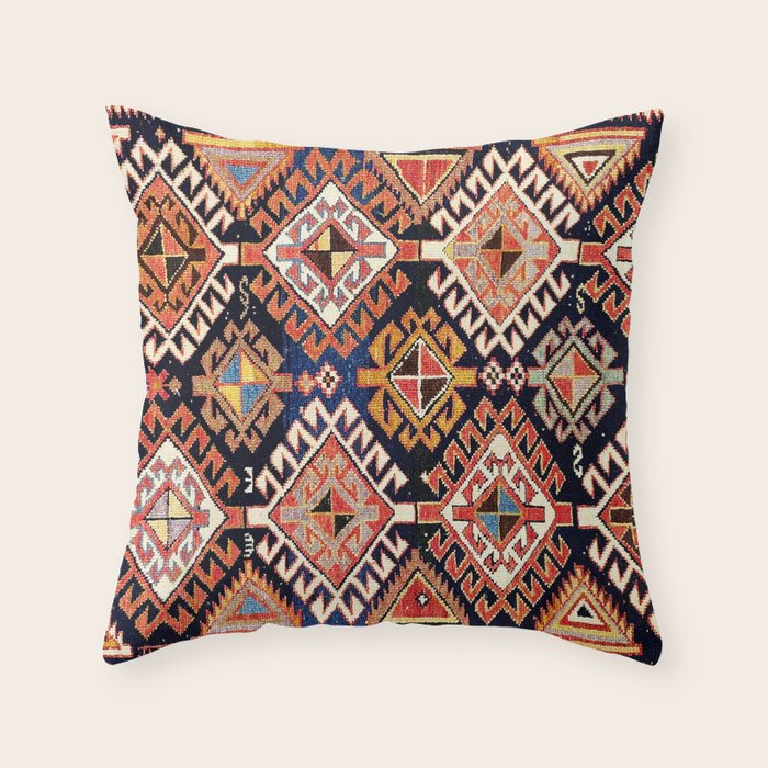 Shirvan East Caucasian Antique Rug Print Throw Pillow Gallery Image 6