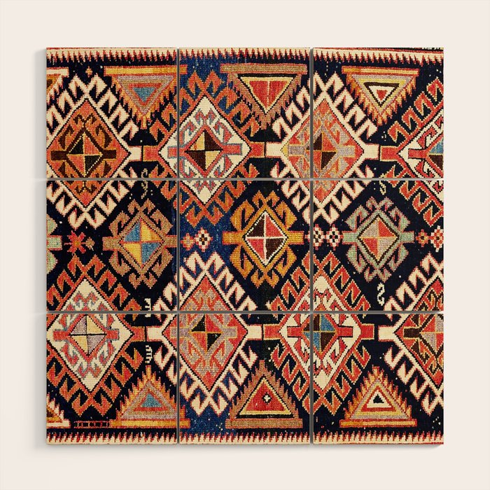 Shirvan East Caucasian Antique Rug Print Wood Wall Art Gallery Image 1