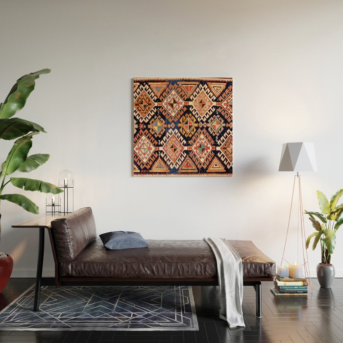 Shirvan East Caucasian Antique Rug Print Wood Wall Art Gallery Image 2