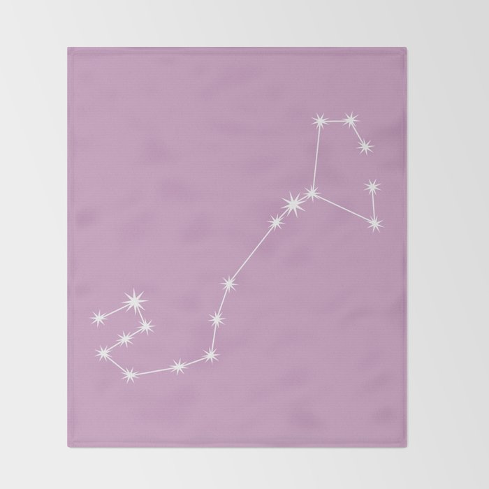 Scorpio Zodiac Star Constellation Line Art Pastel Lilac Throw Blanket Gallery Image 2
