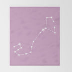 Scorpio Zodiac Star Constellation Line Art Pastel Lilac Throw Blanket Gallery Image 2
