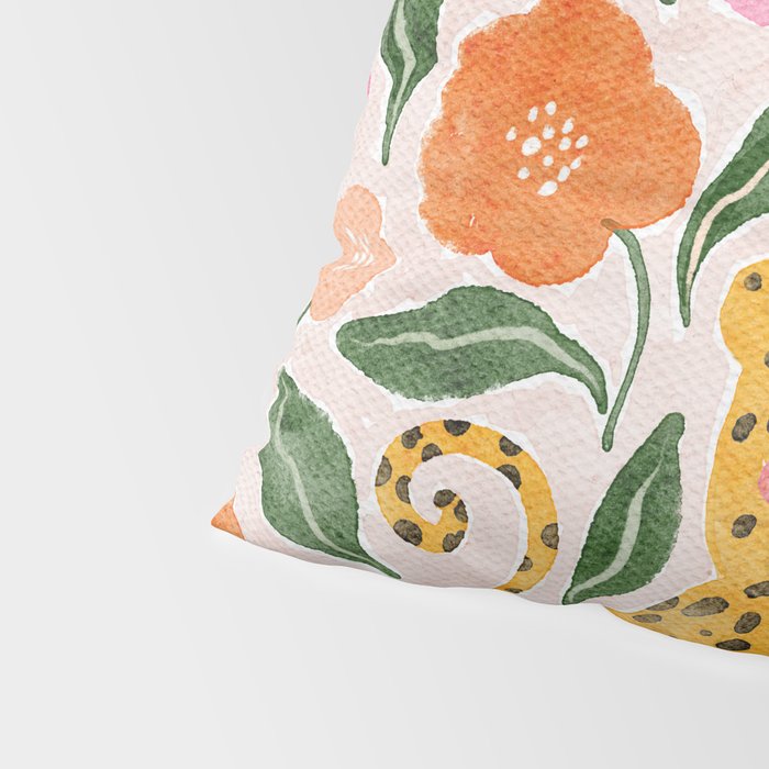 Adorable Floral Cheetah: Charming Watercolor Illustration Pillow Sham Gallery Image 4