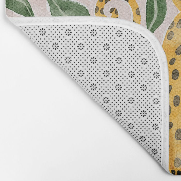 Adorable Floral Cheetah: Charming Watercolor Illustration Bath Mat Gallery Image 2