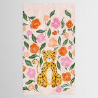 Adorable Floral Cheetah: Charming Watercolor Illustration Tablecloth Gallery Image 2
