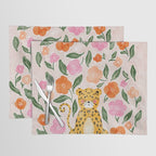 Adorable Floral Cheetah: Charming Watercolor Illustration Placemat Gallery Image 1