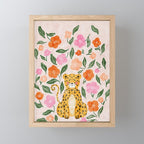 Adorable Floral Cheetah: Charming Watercolor Illustration Mini Art Print Gallery Image 1