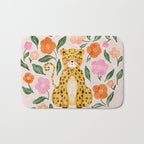 Adorable Floral Cheetah: Charming Watercolor Illustration Bath Mat Gallery Image 1