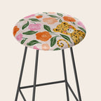 Adorable Floral Cheetah: Charming Watercolor Illustration Stool Gallery Image 2
