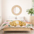 Adorable Floral Cheetah: Charming Watercolor Illustration Duvet Cover Gallery Image 3