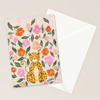 Adorable Floral Cheetah: Charming Watercolor Illustration Stationery Card Gallery Image 2