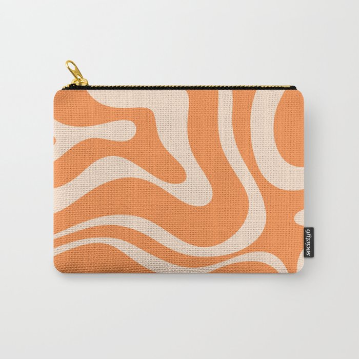 Retro Orange Modern Liquid Swirl Abstract Pattern Square Carry All Pouch Gallery Image 1