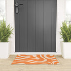 Retro Orange Modern Liquid Swirl Abstract Pattern Square Welcome Mat Gallery Image 3